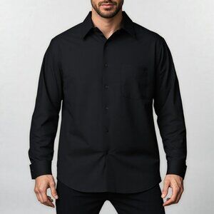 NWT Geoffrey Beene Men’s Black Button Up Shirt Sz 2XL 18 36/37